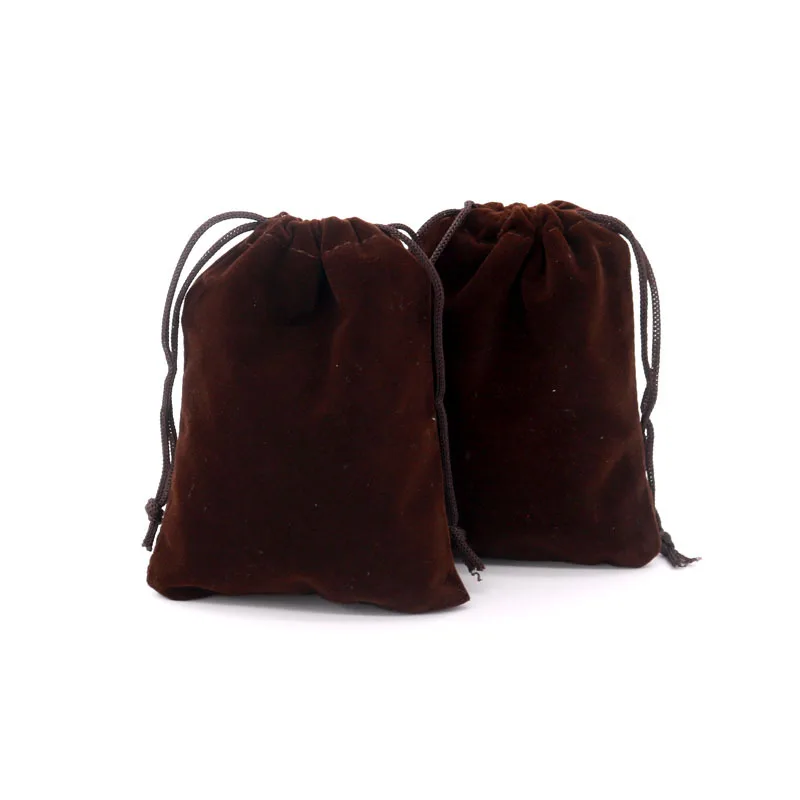 50 шт. 9x12 см бархатные сумочки мешочки с завязками ювелирный дисплей контейнер для бисера сумки для хранения свадебного мероприятия праздничная подарочная упаковка сумки - Цвет: Коричневый