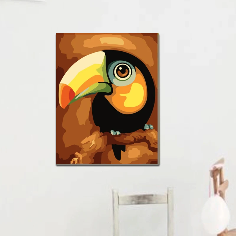 

Diy digital oil painting by numbers on canvas with frame handpainted picture oil paint by numbers 3040 parrot