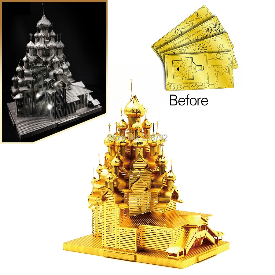 

3D Metal Puzzle Russia The Church of the Transfiguration Building Model Kits DIY 3D MiniaturLaser Cut Jigsaw Toys Kids and Adult