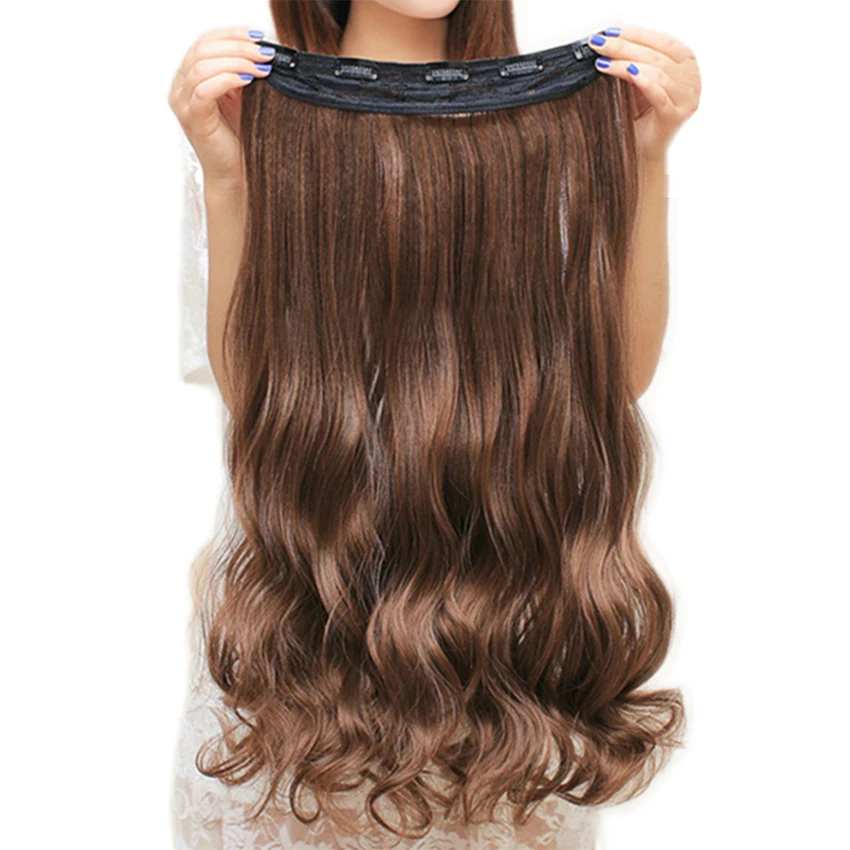 Soowee длинные вьющиеся шиньоны серый натуральный черный клип-в Одна деталь волос аксессуары для волос для Для женщин