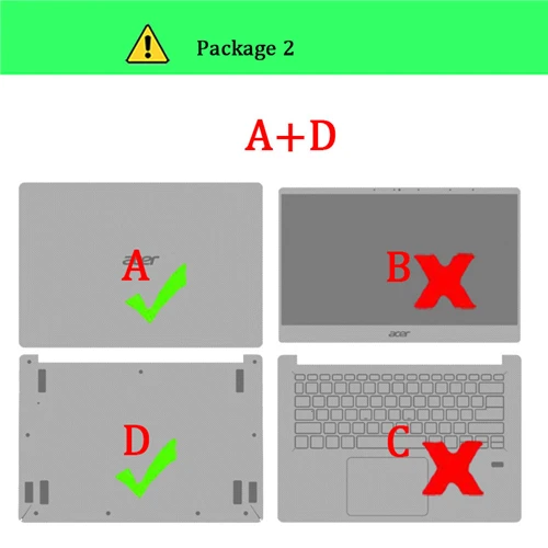 Ноутбук Стикеры для acer Swift 1 SF114-32 SF113-31 Тетрадь кожи для acer Swift 7/5/3 SF713-51 SF514-52 SF314-55 SF314-54 Стикеры - Цвет: Package-2    A D