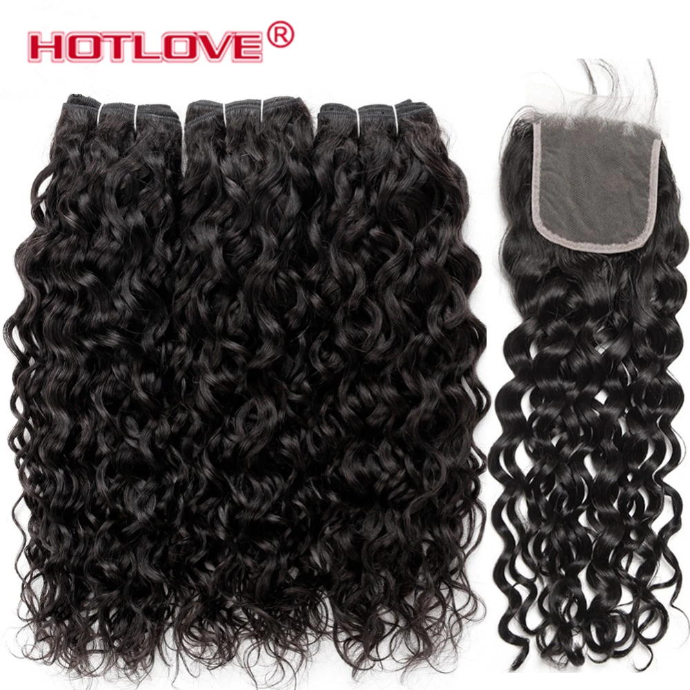 HC-Brazilian-Water-Wave-Bundles-With-Closure-4-Pcs-Lot-Brazilian-Hair-Weave-Wet-And-Wavy