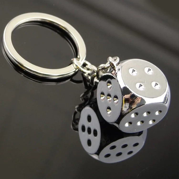 Super Deal New Creative 1 Pcs Key Chain Metal Genuine Personality Dice