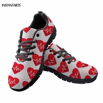 

INSTANTARTS Medical Electrocardiogram Printing Woman Running Shoes Breathable Summer Sports Shoes Outdoor Light Lace Up Sneakers