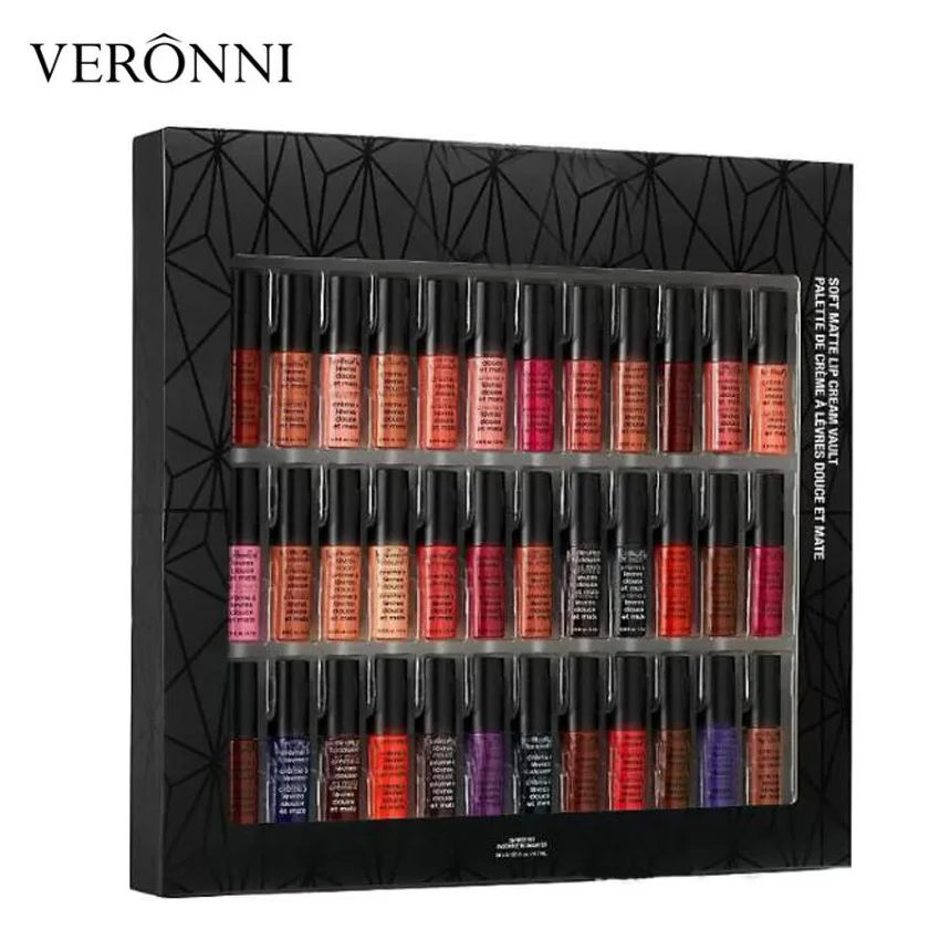 

2018 Lip Makeup Soft Matte Lip Cream 36pcs Set Lipstick Lip Gloss Matte No Fading lingerie vault 30pc lipgloss Set