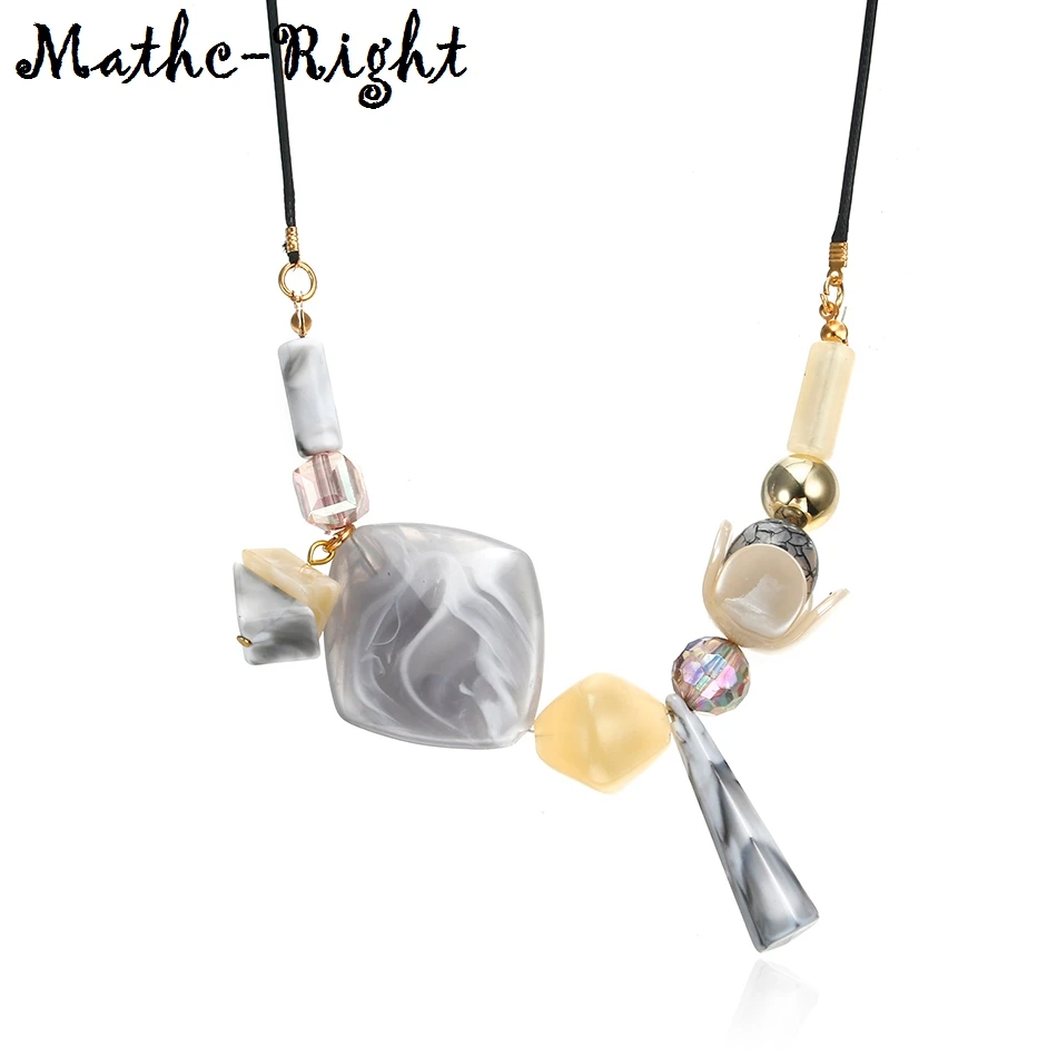 

Women's Candy Color Necklace for Women Geometric Beads Necklaces & Pendants Acrylic Statement Necklace New Fashion Jewelry NR044