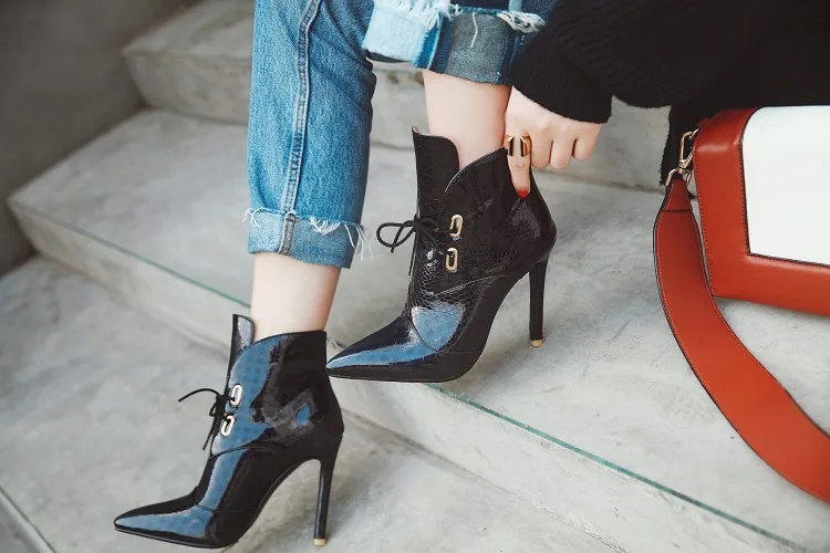 Argent Noir Européen Bottes Or Night Verni Pointu Femmes as Botas Show Dentelle Dames Show En Sexy Style Up Bling Talons Club Haute Bout Cuir As xO0w7xq4d