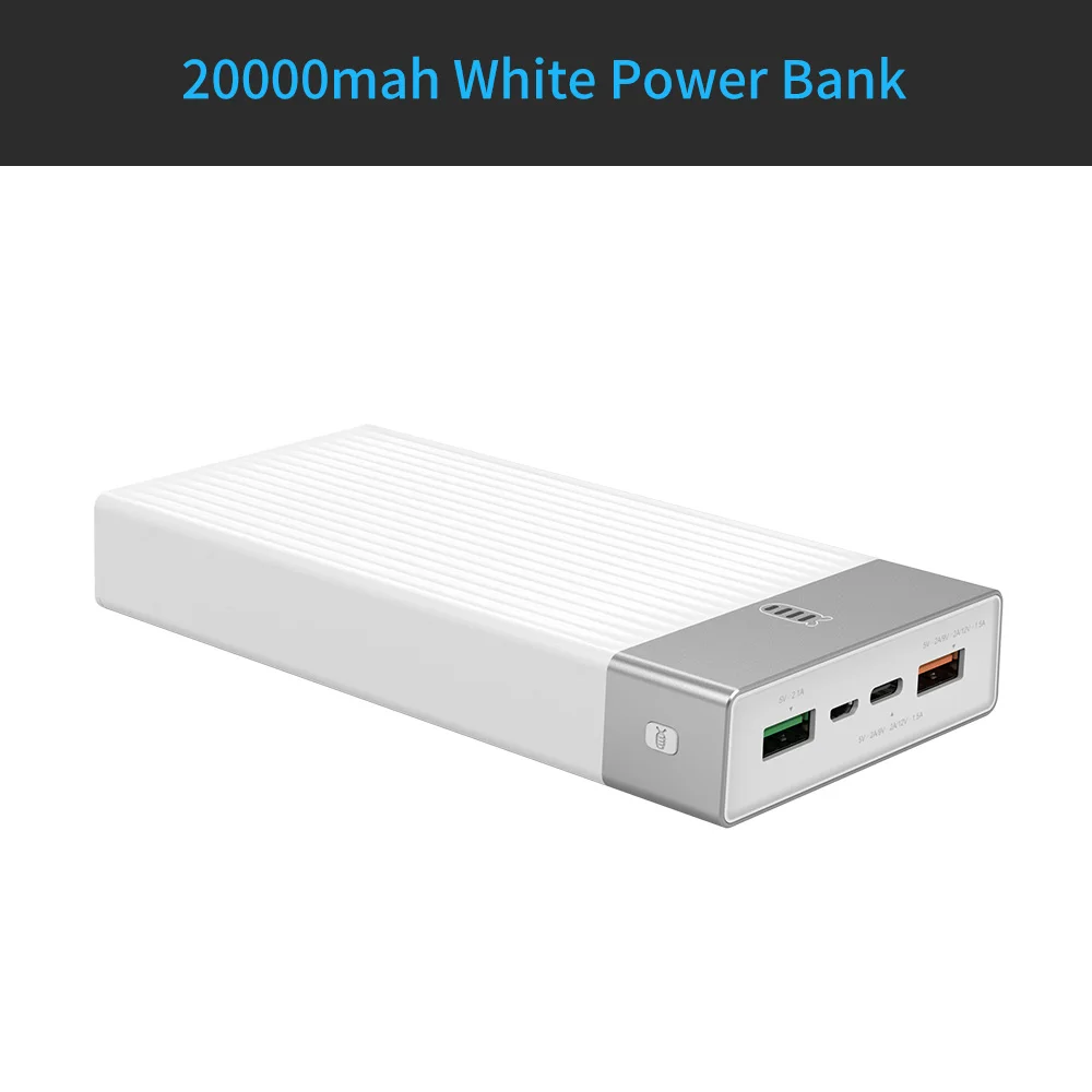 ORICO 20000mAh Quick Charge3.0 Внешняя батарея 5V2A/9V2A 18W Max power Bank зарядка для мобильного телефона планшета - Цвет: 20000mah White