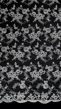 

3y Embroidered African Cord Lace Fabric Mesh Sewing for Formal Wedding Dress