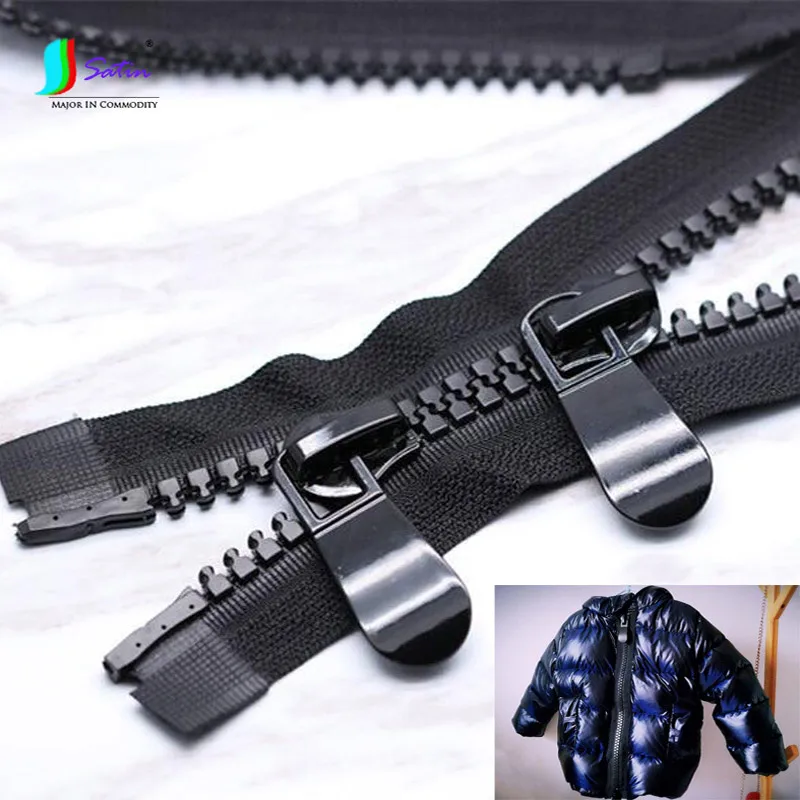 

70/100/120/150/200CM Black Super Big 15# Resin 2 Way Open End Zipper With Double Sliders,Lengthened Down Jacket Zipper S0402L