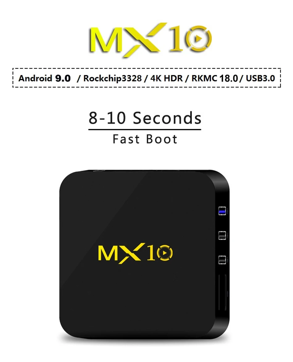 MX10 Smart tv BOX Android 9,0 Rockchip RK3328 DDR4 4 ГБ ОЗУ 64 Гб ПЗУ IP tv Smart телеприставка 4K USB 3,0 HDR H.265 медиаплеер