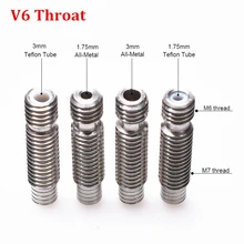 E3D V6 Throat Bowden Stainless Steel Teflon Tube Long Thread For 1.75mm 3mm Filament 3D Printer Parts Full Metal Part