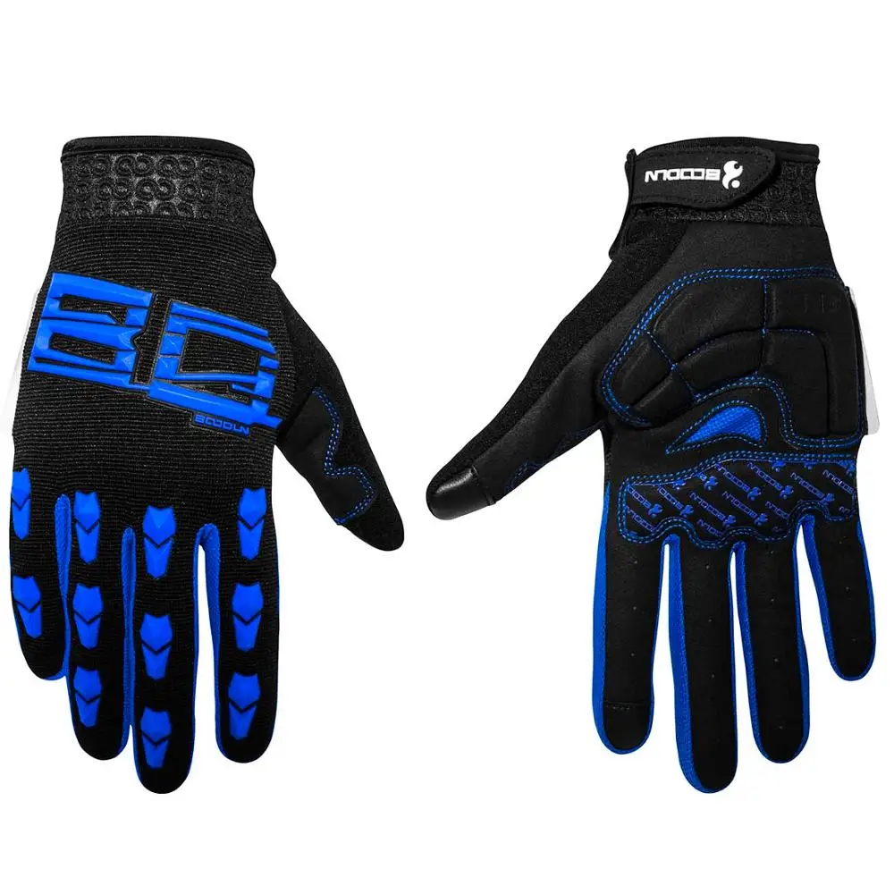 BOODUN, для тренажёрного зала перчатки Для мужчин Для женщин бодибилдинг полный палец Фитнес перчатки An-скольжения Вес подъемной спортивные тренировочные перчатки без пальцев - Цвет: Black blue