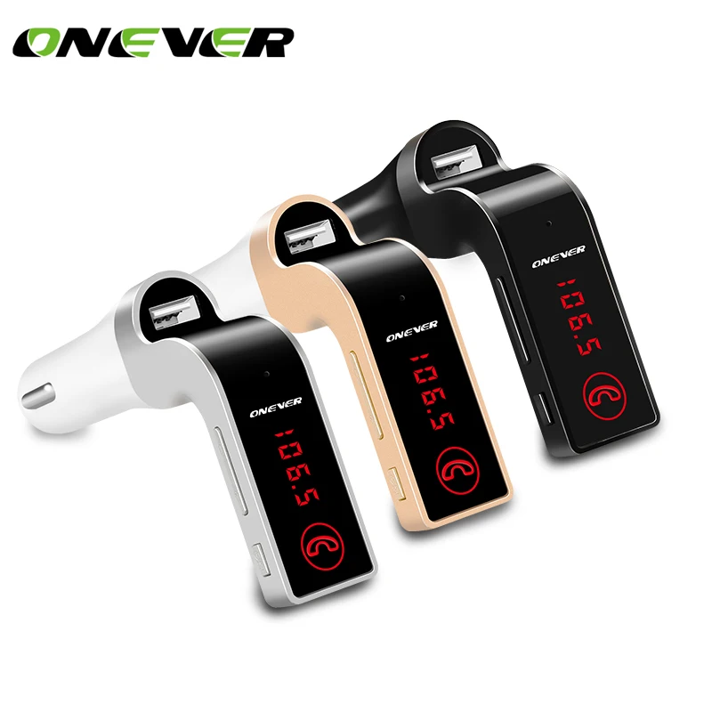 

Onever Bluetooth Handsfree Car Kit Wireless Bluetooth FM Transmitter MP3 Player Car Kit Charger For iPhone6 Samsung Smart Phone