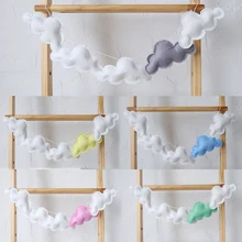 PINJEAS 5PC Simple Cloud Garland Ornament Kid's Bedroom Hanging Wall Decorations Nursery Decor Christmas/Birthday Best Gifts 