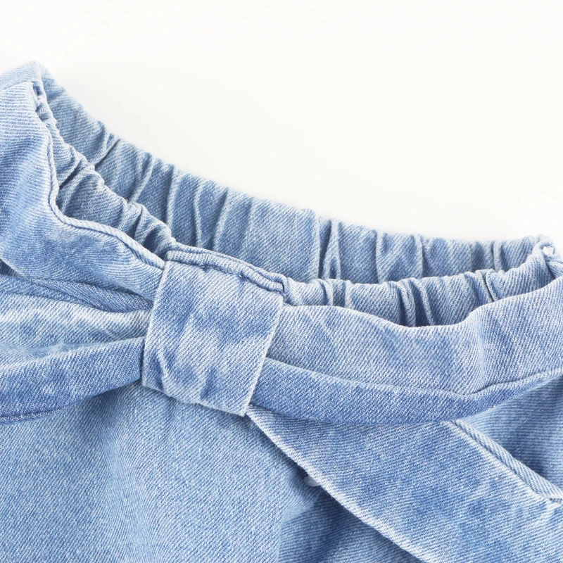 denim skirt with bow