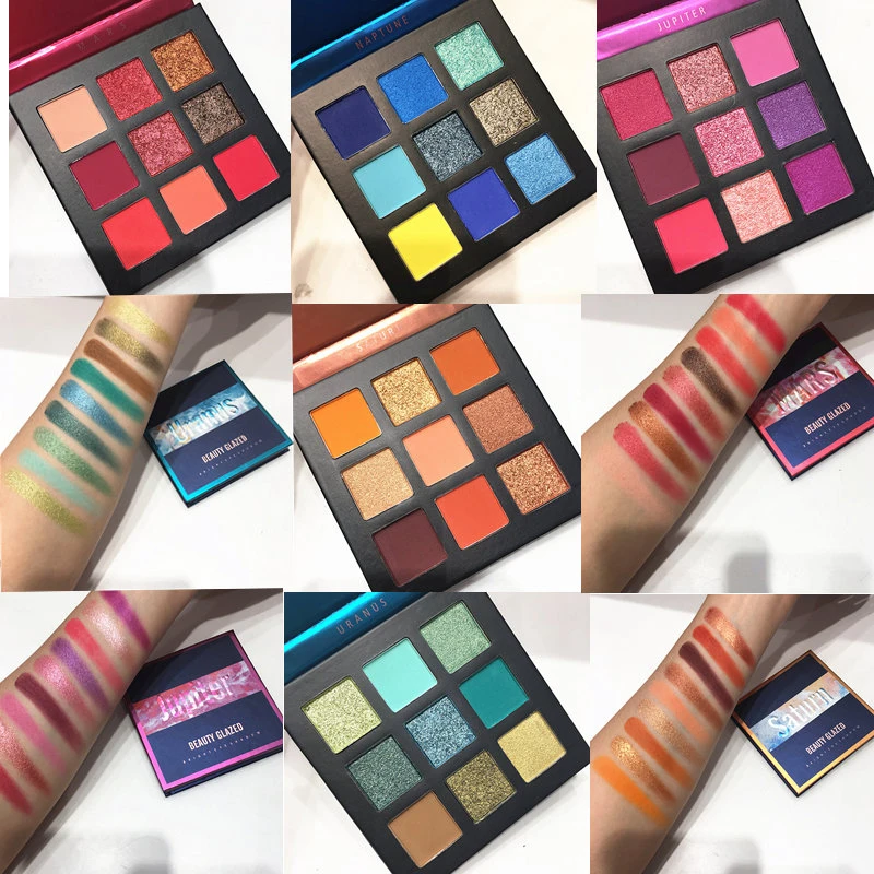 

Beauty Glazed 9Colors Eyeshadow Palette Makeup Shimmer Matte Glitter Pigmented Eye Shadow Powder Palette Easy to Wear Shadow Kit