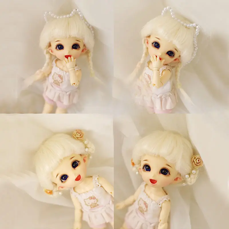 Бежевый Длинные шерстяной парик/волосы для 1/8 PUKIFEE AE LATI BJD Dollfie 12 см/4,7"