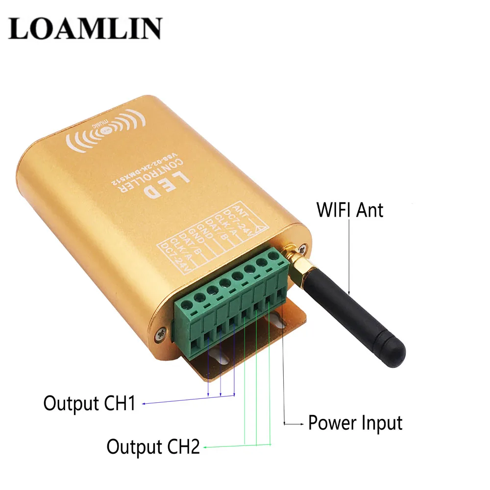 Светодиодный контроллер связи Wi Fi SPI 2048 пикселей цифровой адресуемый для цветной