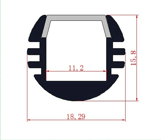 شحن مجاني 40 قطعة/المجموعة 2.5 meters/pcs 18.3x16 مللي متر تشذيب الالمنيوم ل مجلس الوزراء/خزانة/مصباح ليد بار مع PC diffusr