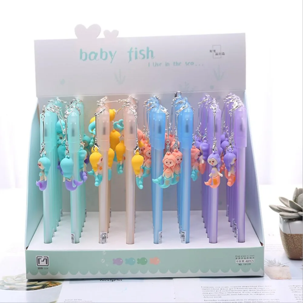 

2 pcs/lot Mermaid Baby Fish Pendant Gel Pen Signature Pen Escolar Papelaria School Office Supply Promotional Gift