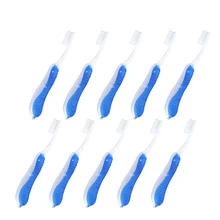 10 шт./компл. Складная зубная щетка с мягкой щетиной наружная портативная дорожная пластиковая