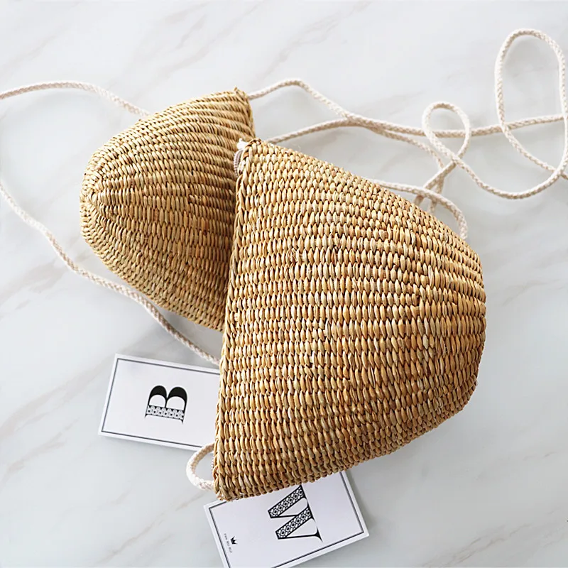 Rattan grass mini straw bag girl Cross body woven bag Women's summer beach Shoulder Bags