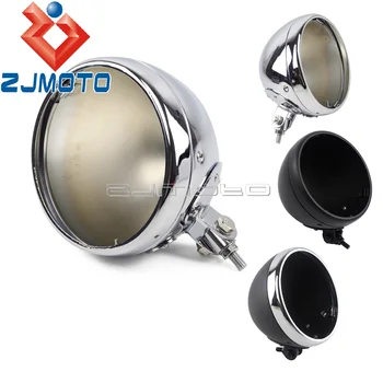 Universal Chrome Motorcycle Round 7 LED Headlight Housing Headlamp Light Bulb Bucket For Harley 7inch Headlight Bottom Mount 1pcs x chrome led headlight for harley davidson v rod vrod headlight vrsc v rod led headlight motorcycle aluminum headlight