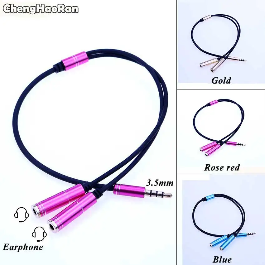 

ChengHaoRan 3.5mm Jack Cord Plug Audio AUX Spliter Adapter Sharing Cable For iPhone Xiaomi Headset Earphone Speaker Mp3 MP4