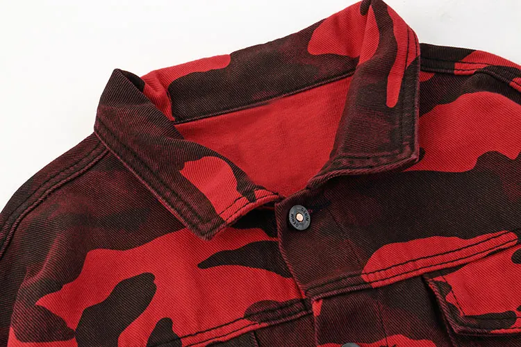 red camo jean jacket