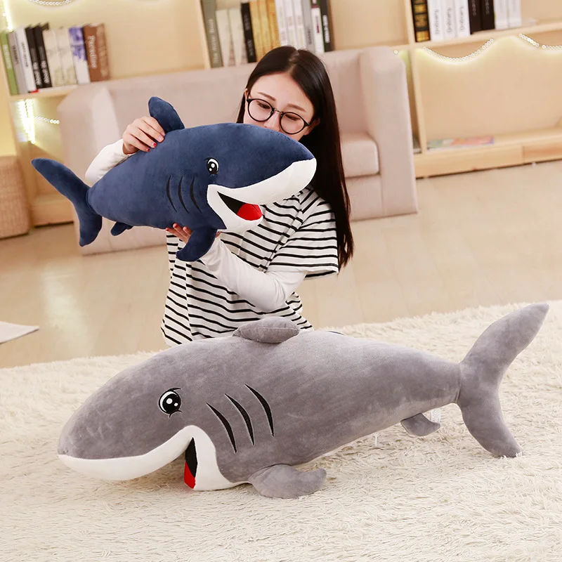 Cute 50-120cm Big Size Funny Kawaii Shark Plush Toy Soft Appease Cushion Doll For Children Girls Animal Reading Pillow Ba