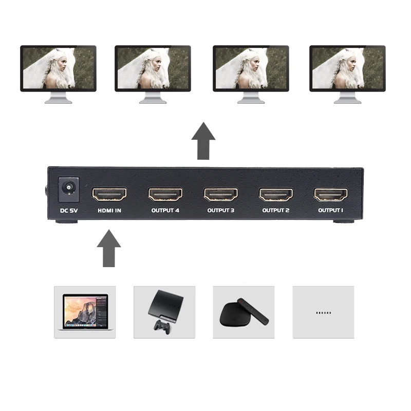 MT-VIKI 4 port HDMI splitter 1 in4 out HD synchronous output of the support 3D support 4K*2K MT-SP144