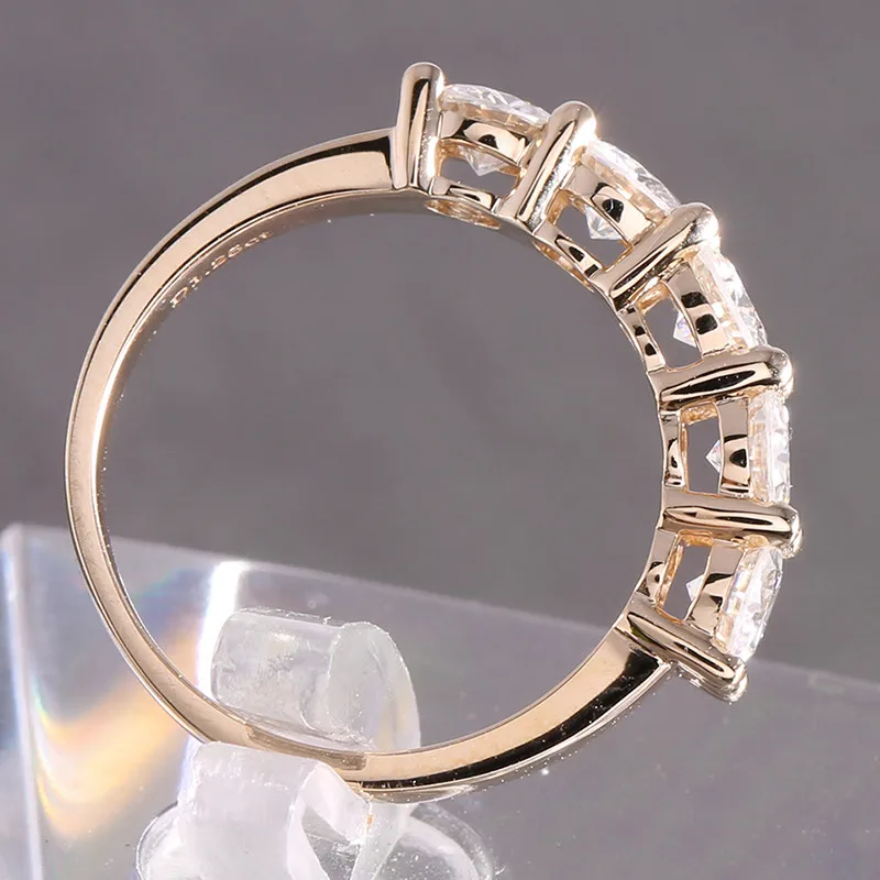 Transmems Твердые 14 к 585 Желтое золото 1.25CTW 4 мм F цвет Муассанит Алмаз половина вечности обручальное кольцо кольца для женщин ювелирные изделия