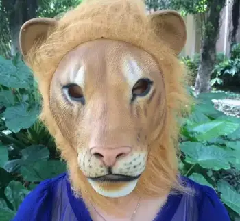 

Angry Lion Head Latex Masks Scary Halloween Party Full Face Mask Animal Cosplay Prop Masquerade Fancy Dress
