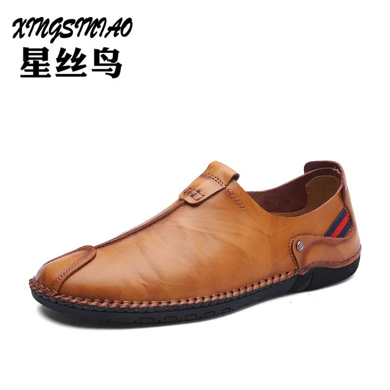 

2018 New Men's Peas Shoes Men's Leather Lazy Men's Shoes Korean Version Of The Trend Of England Wild Casual Shoes Tide