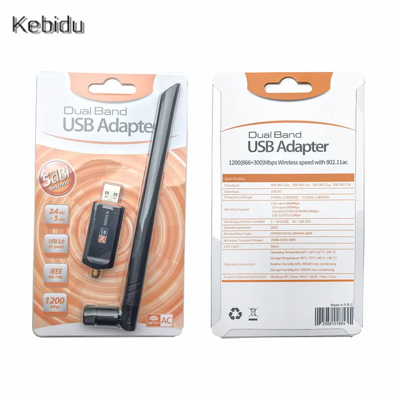 Kebidu 5 ГГц Usb беспроводной Wifi адаптер 600 Мбит/с 802.11ac Usb Wi-Fi приемник адаптер сетевая карта для ноутбука Настольный