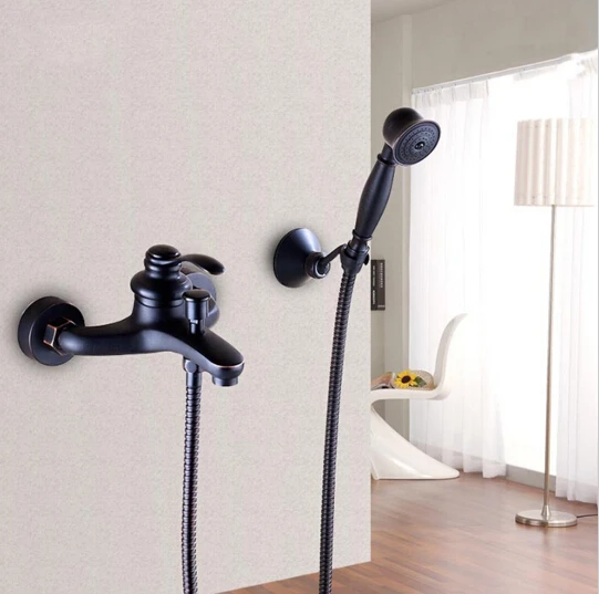 High Quality Wall Mounted Oil Rubbed Bronze Bathtub Faucet Set with Hand held Shower mixer Sprayer Tap