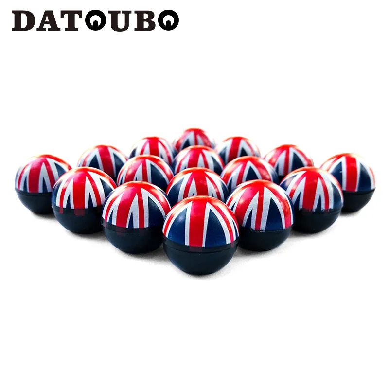 

DATOUBO 16 pcs ABS+Brass Novelty Car Tire Valve Stems Caps, Union Jack Ball Wheel Tyre Air Dust Caps UK USA valves caps Gift