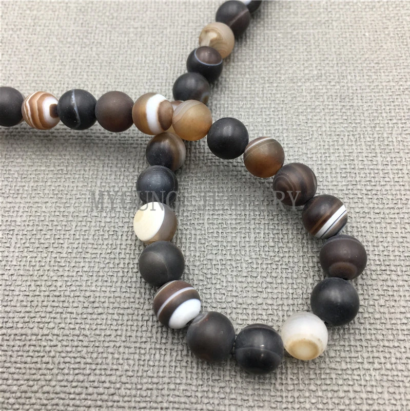 MY0058 (smooth frosted brown lace agate gemstones round beads drill beads) (2)