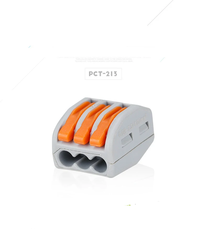 

100Pcs PCT-213 WAGO222-413 3 Pin Universal compact wire wiring connector conductor terminal block with lever gray