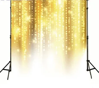 

Vinyl cloth Computer printed Gold Backdrops Gold Light Glitter Lights Bokeh Sparkly wedding Photography Backgrounds