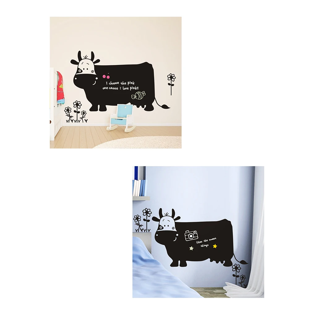 Mural Decals Art Chalkboard Wall Sticker Kids Rooms Milk Cow Chalk Board Blackboard Stickers Removable Vinyl Draw Decor 60*90cm