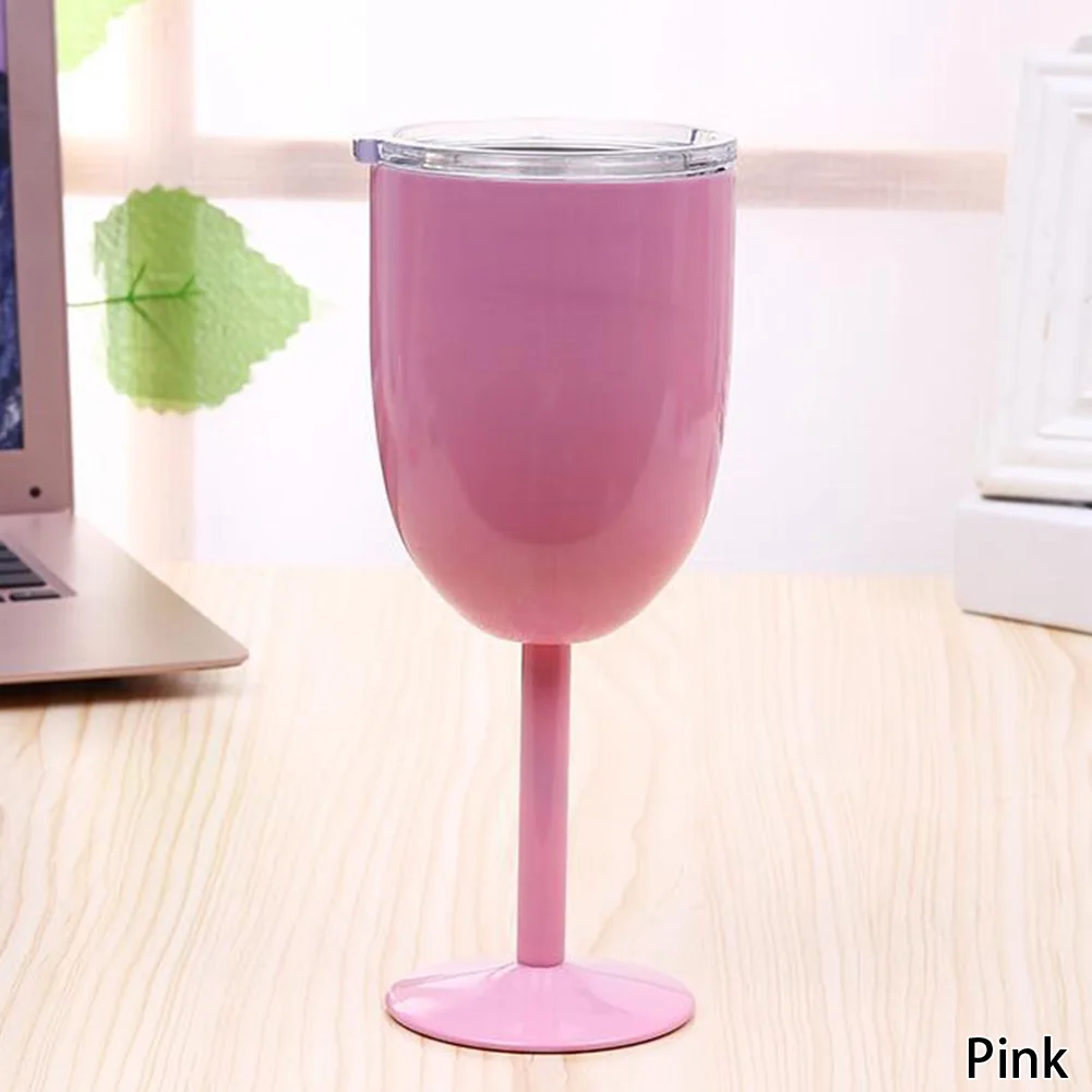 Glass Drinkware European 10 OZ Stainless Steel Red Wine Cup Anti-broken Stemware Creative Winecup Durable bar tools