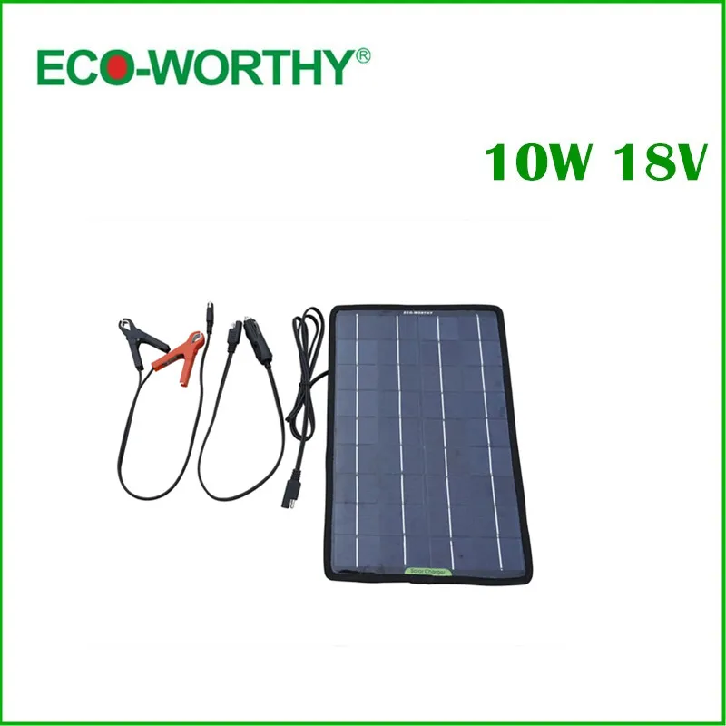 

ECO-Worthy 18V 10W Portable Solar Panel Multi-Purpose Solor Charger for 12V Battery Cars Boat Motorcycle Solar Battery Panel