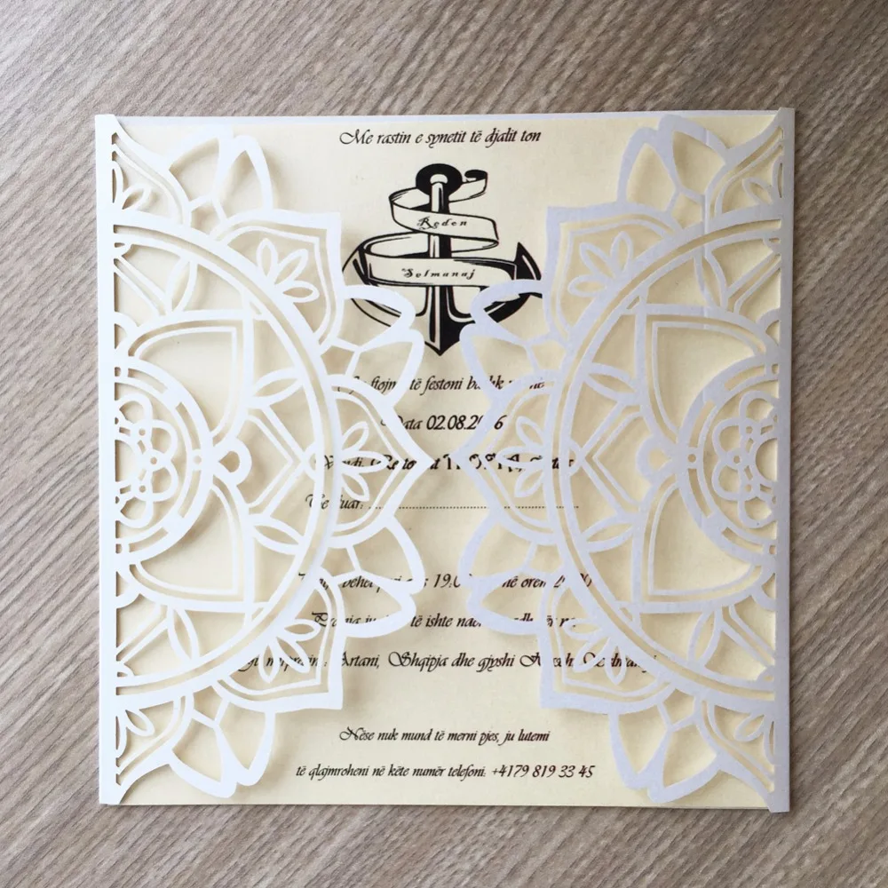 30pcs Laser Cut Pearl Paper Modern Design Wedding Invitations Cards Custom Greeting Blessing Card Decoration Festival Supplies | Дом и сад