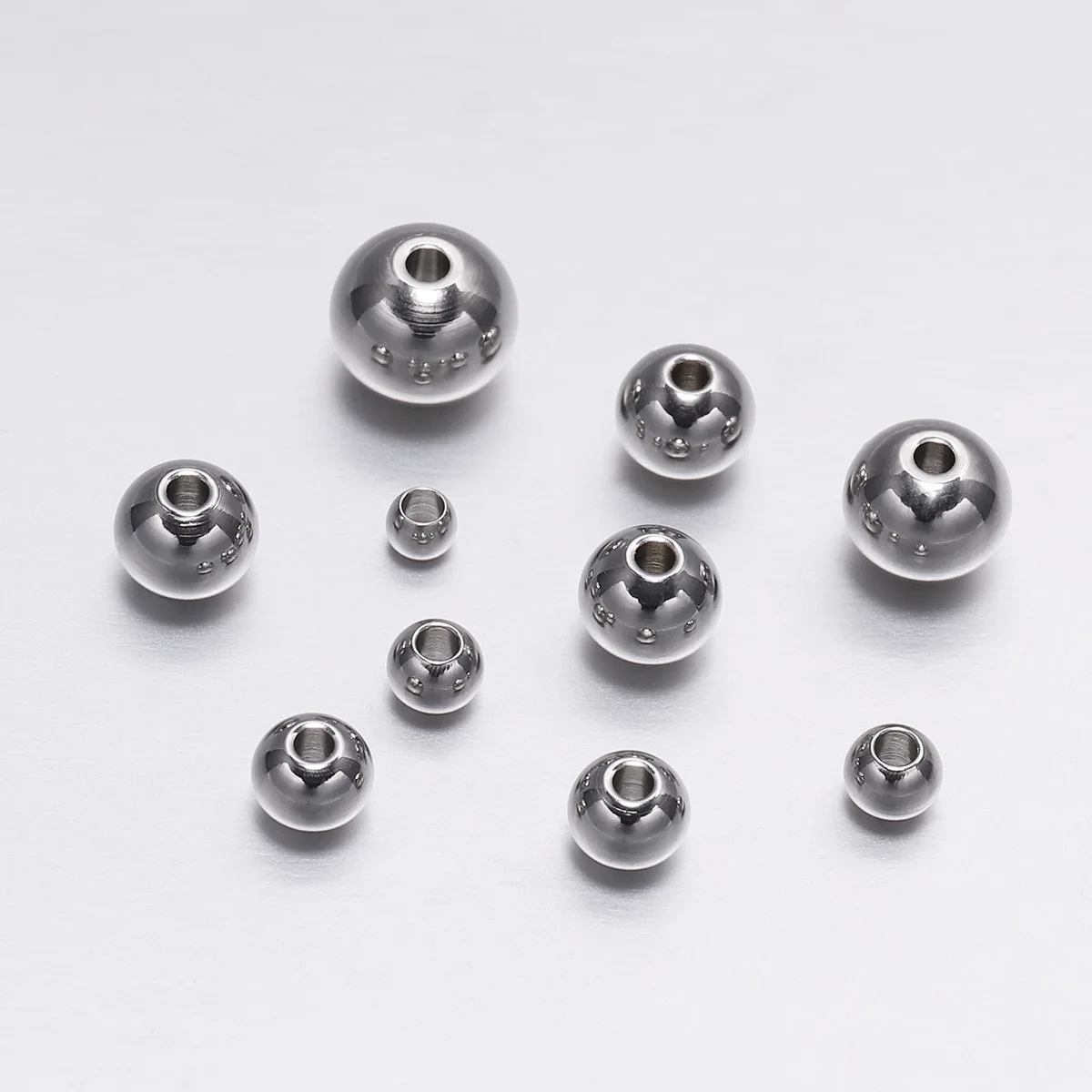 

30-100pcs 3-8mm Stainless Steel Loose Spacer Beads Round Seed Big Hole Bead Findings For Jewelry Making DIY Supplies Accessories