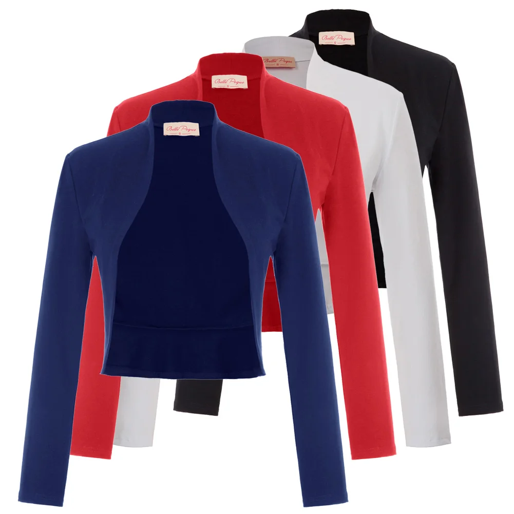 Ideal BP Women's Cotton Bolero Shrug wedding party Bridesmaid elegant short coats jacket Vintage Long Sle