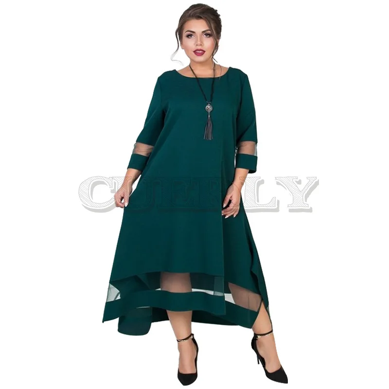 

A Line 5xl 6xl Plus Size summer Dress Mesh Elegant Women Dress Large Size Long Maxi Dress Evening Party Big Size CUERLY 2019