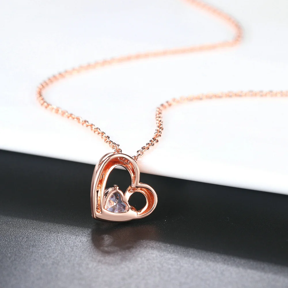 Double Fair New Australian Crystal Sweet Romantic Heart Choker Necklaces For Women Wedding Necklace Jewelry DFN056