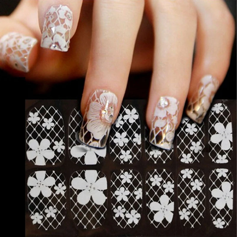 Best place to buy Chance for  3d White Transparent Lace Nail Rhinestone Nail Art Stickers16Designs3sheets/lot Sexy Diamond Flower